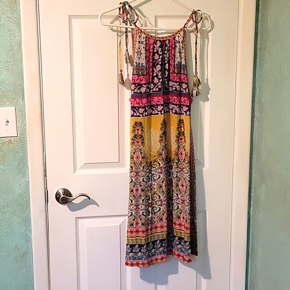 New LOVE KYLA High-low boho  Embroidered Print sleeveless Dress anthropologie - Picture 1 of 4